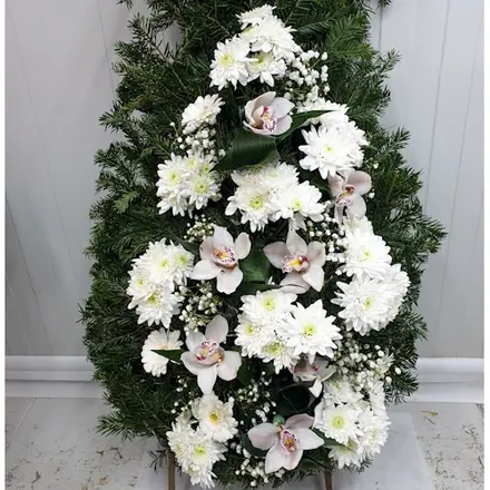 Coroană funerară crizanteme